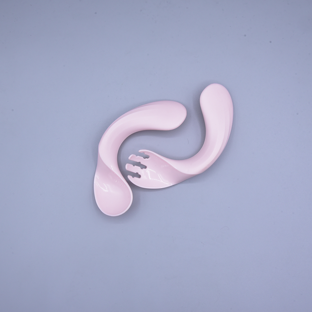 Pink Curved Spoon & Fork Set with Case