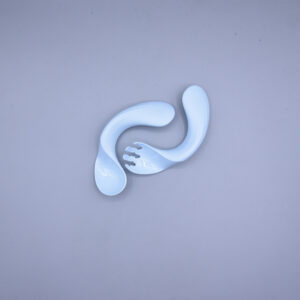 Blue Curved Spoon & Fork Set with Case