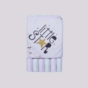 Hooded Towel & 6 Washable cloths Set