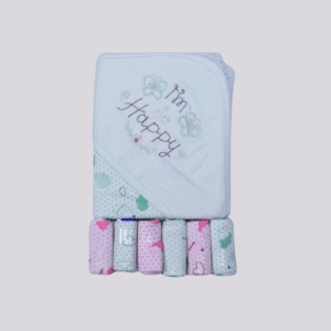 Hooded Towel & 6 Washable cloths Set